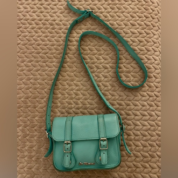 Dr. Martens Handbags - Dr. Martens Teal Green Genuine Leather Crossbody Saddle BAG Satchel